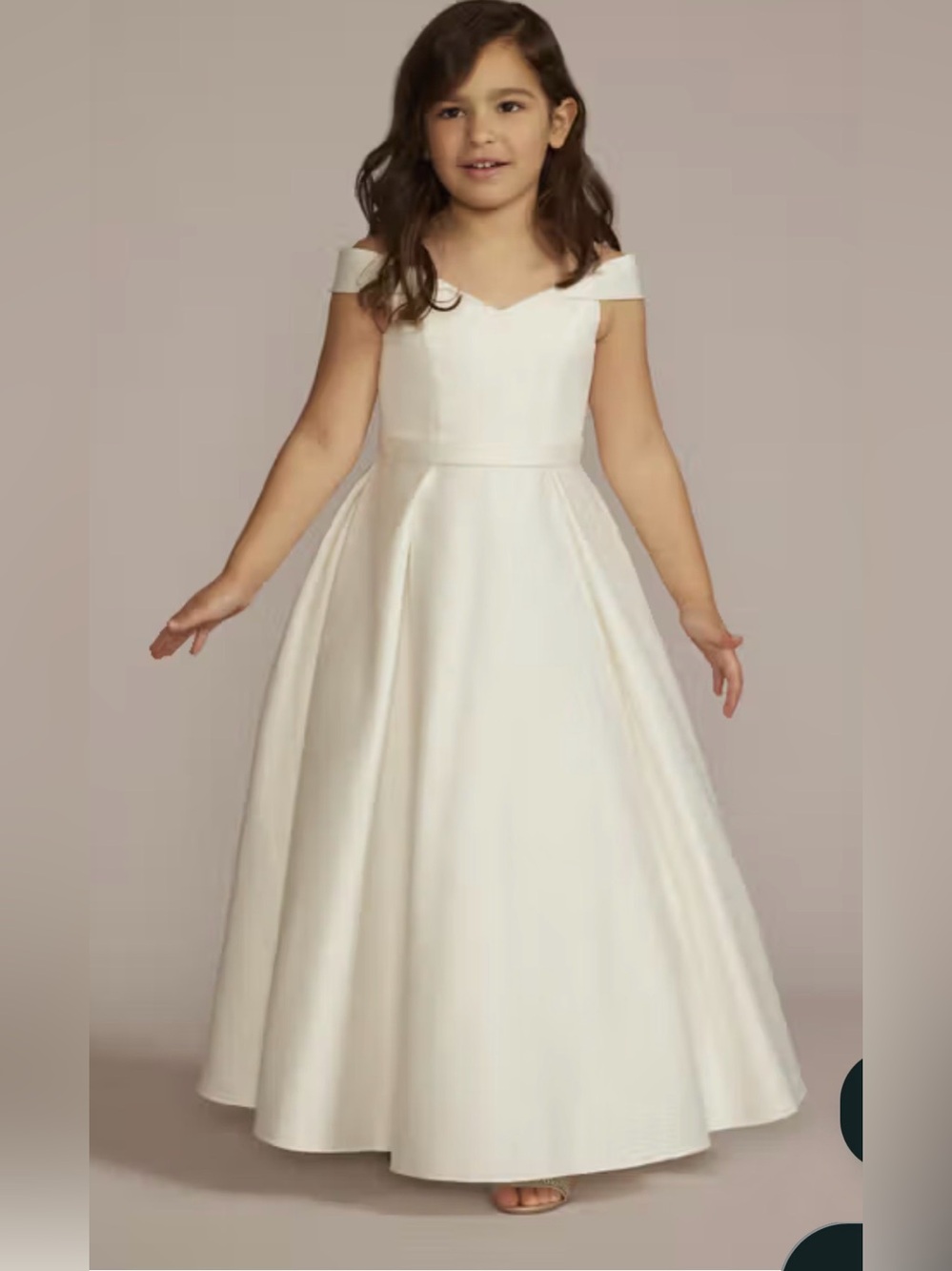 Ivory Off-Shoulder Flower Girl Dress